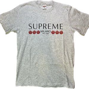 Supreme “Milano” Logo Tee Summer T-shirts Ash Grey